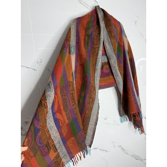 Chico's Accessories - Chico's 100% Wool Scarf Shawl Wrap Multi-Color India BOHO art-to-wear grandma